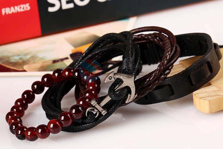 Factory directly sell vintage braided leather bracelet set