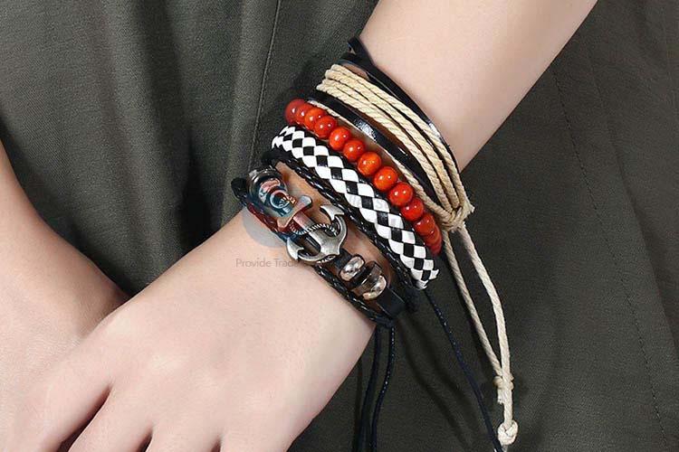 Customized wholesale cheap vintage punk adjustable bracelet set