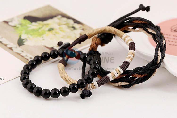 Wholesale cheap vintage braided leather bracelet set