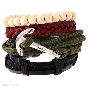 Most popular wholesale vintage braided leather bracelet set