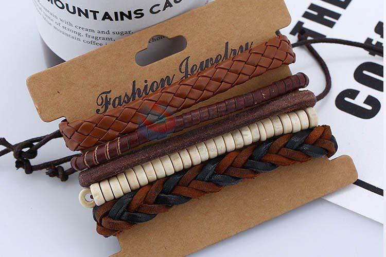 Best selling vintage braided leather bracelet set