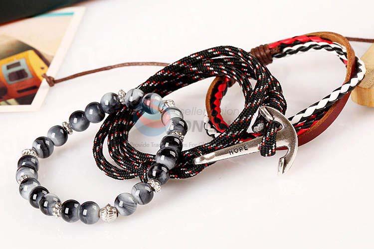 Direct factory vintage braided leather bracelet set