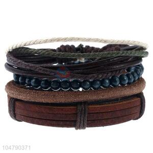 Bottom price vintage braided leather bracelet set