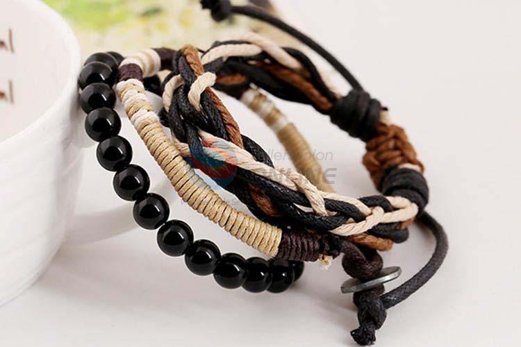 Wholesale cheap vintage braided leather bracelet set