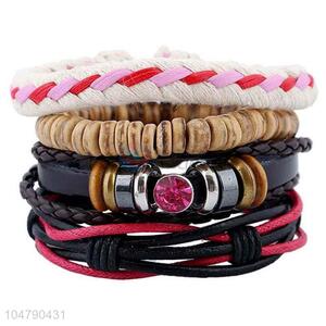 New products vintage braided leather bracelet set