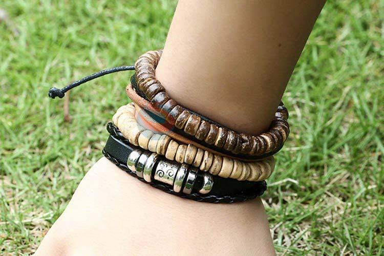 New arrival vintage braided leather bracelet set