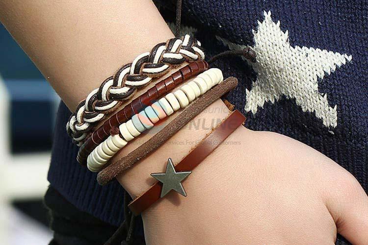 Most popular cheap vintage braided leather bracelet set