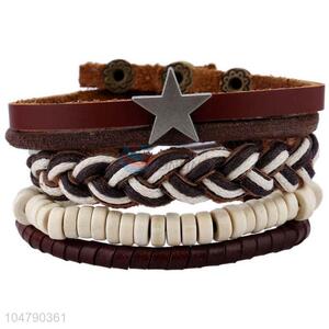 Most popular cheap vintage braided leather bracelet set