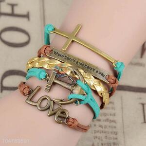 High quality promotional vintage multi-layer alloy bracelet