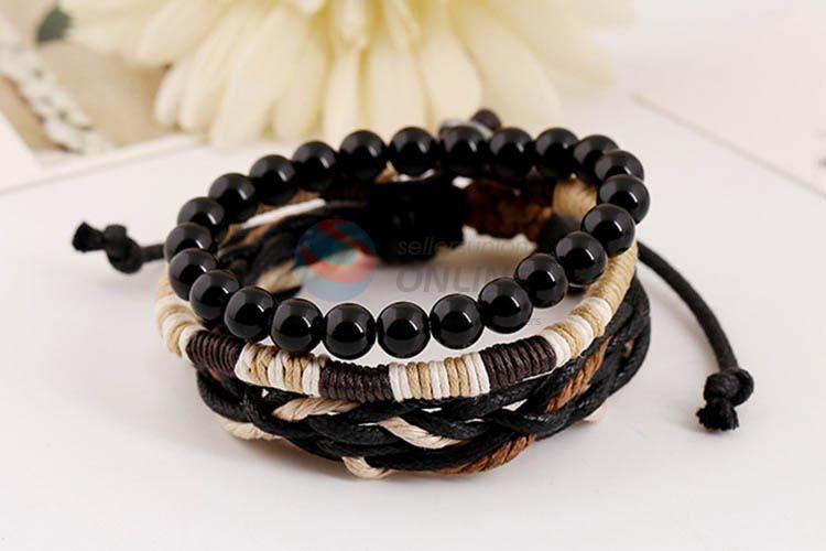 Wholesale cheap vintage braided leather bracelet set