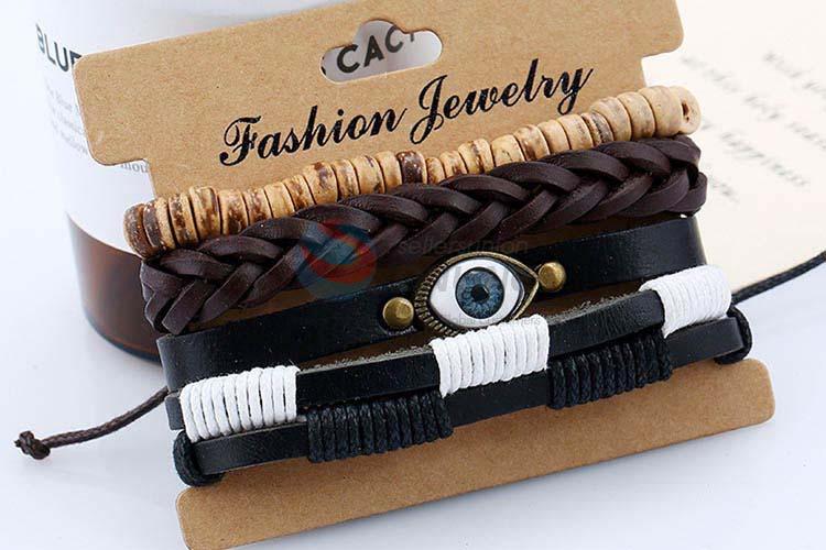 Latest design vintage braided leather bracelet set