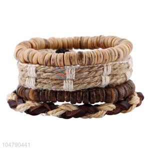 Resonable price vintage braided leather bracelet set