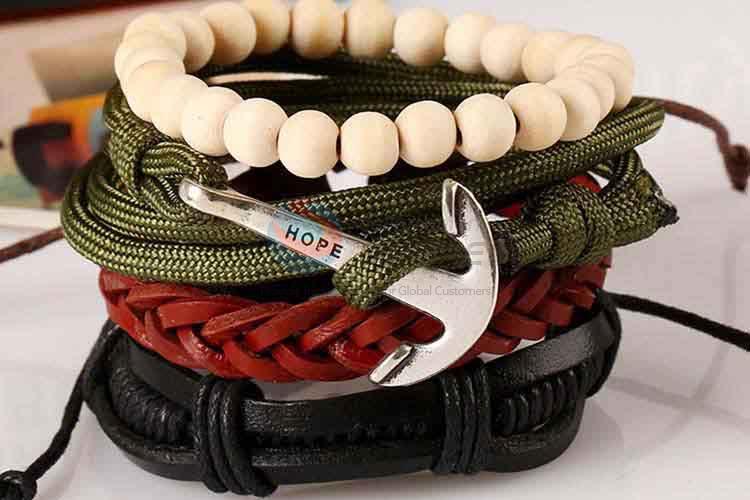 Most popular wholesale vintage braided leather bracelet set