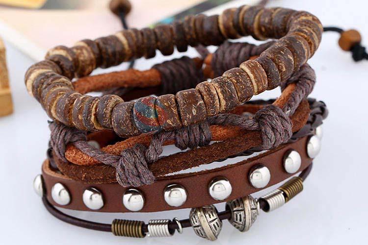 Wholesale new style vintage punk adjustable bracelet set