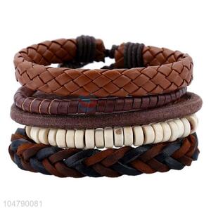 Best selling vintage braided leather bracelet set