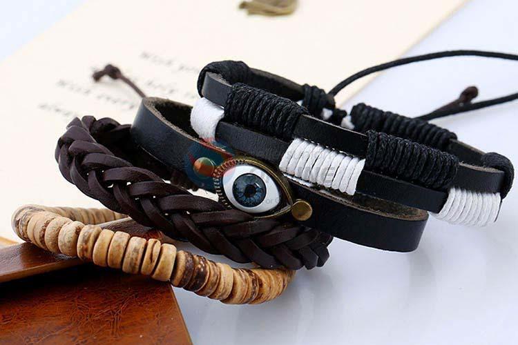 Latest design vintage braided leather bracelet set