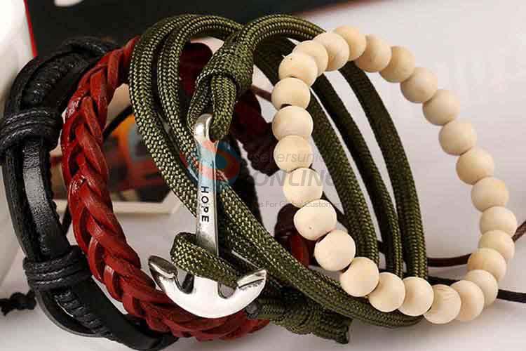 Most popular wholesale vintage braided leather bracelet set