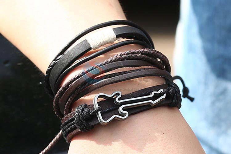 Good quality vintage braided leather bracelet set