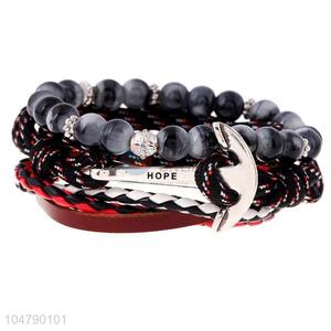 Direct factory vintage braided leather bracelet set