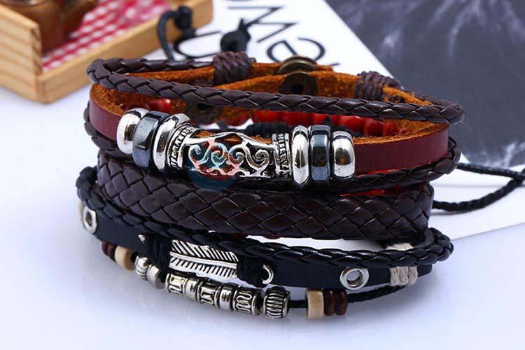 Best selling vintage braided leather bracelet set