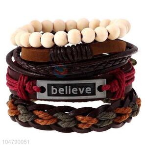 Factory sales vintage braided leather bracelet set