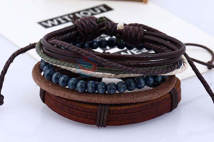 Bottom price vintage braided leather bracelet set