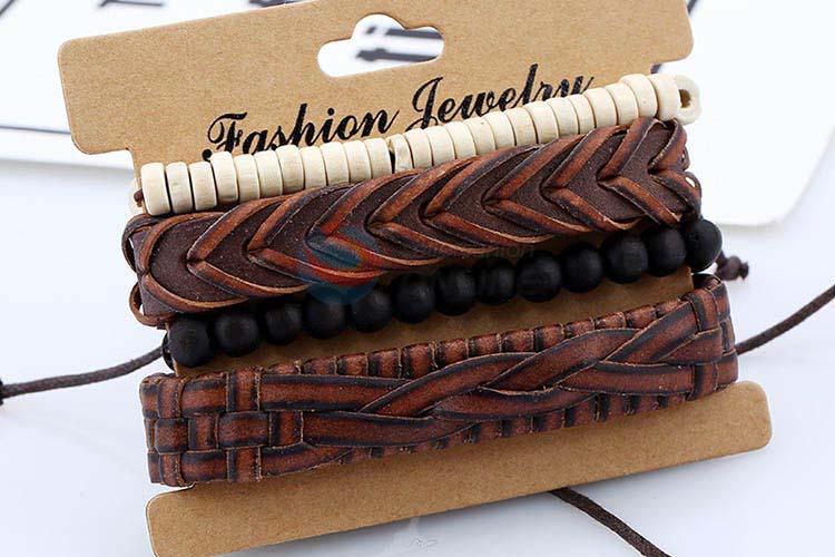 China branded vintage braided leather bracelet set