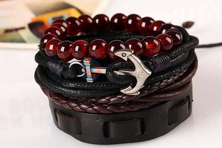 Factory directly sell vintage braided leather bracelet set