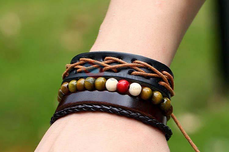 High sales vintage braided leather bracelet set