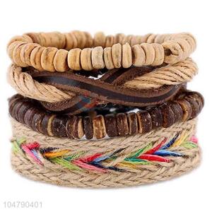 Wholesale low price vintage braided leather bracelet set