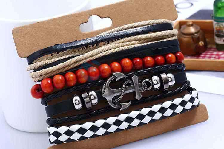 Customized wholesale cheap vintage punk adjustable bracelet set