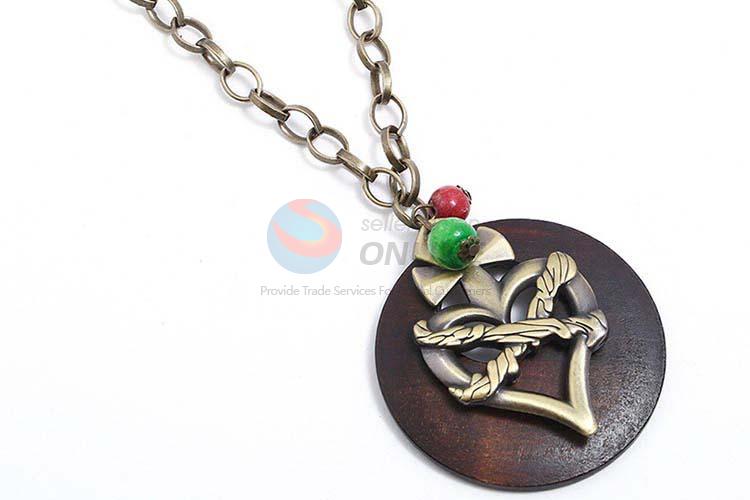 Latest design vintage alloy pendant wooden necklaces