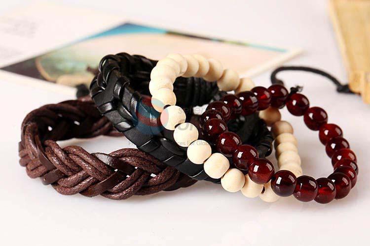 Made in China vintage braided leather bracelet set