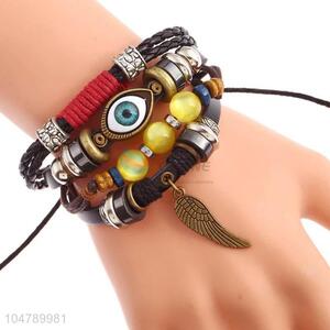 Top sale vintage multi-layer punk evil eye bracelet