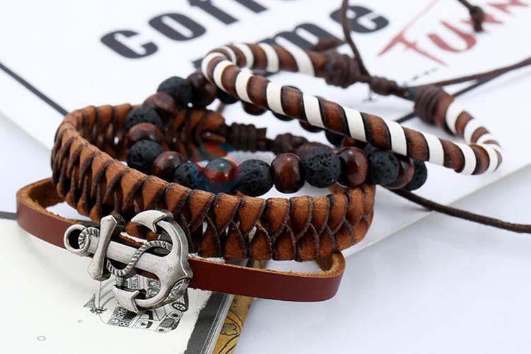 Top manufacturer vintage braided leather bracelet set