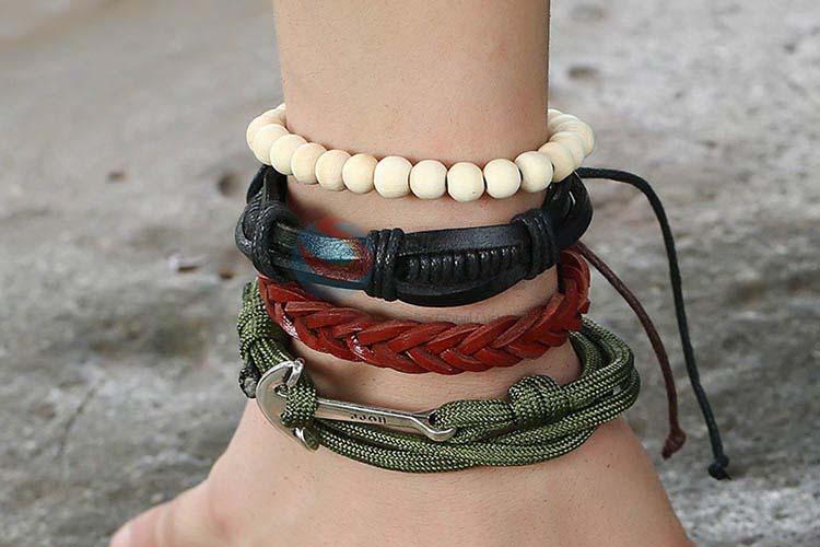 Most popular wholesale vintage braided leather bracelet set