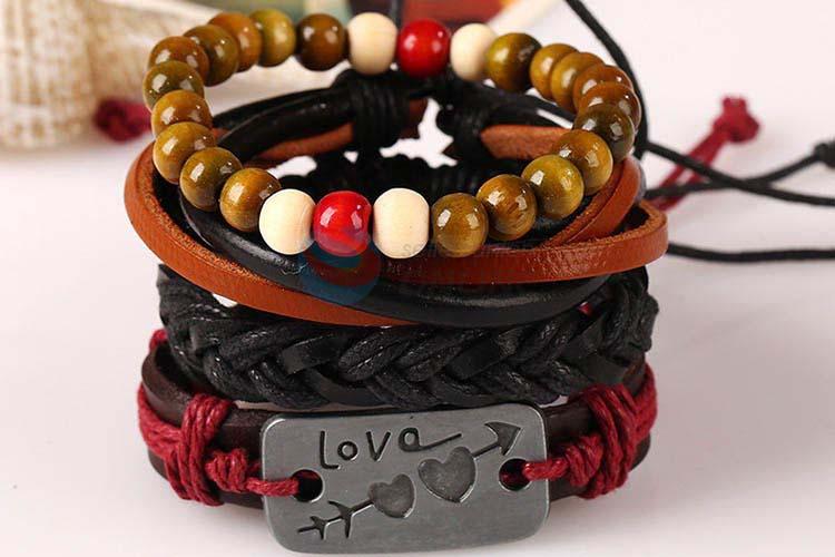 Bottom price vintage braided leather bracelet set