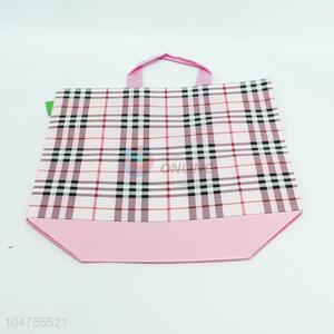 Pink Check Pattern Shopping Bag