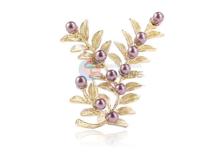 Super quality gold pearl alloy brooch