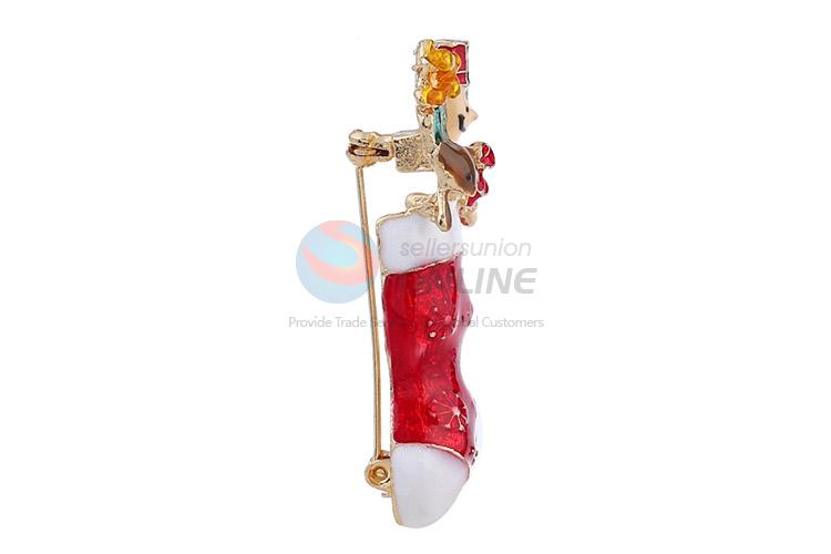 Fancy cheap Christams boot shape alloy brooch