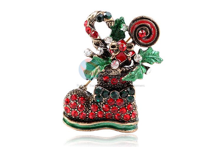 Wholesale custom Christams boot shape alloy brooch