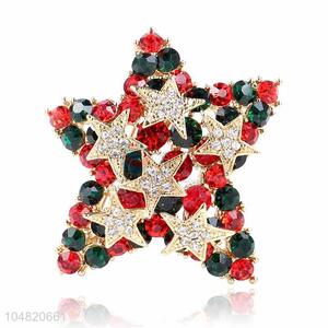 Recent design five-point star shape alloy brooch