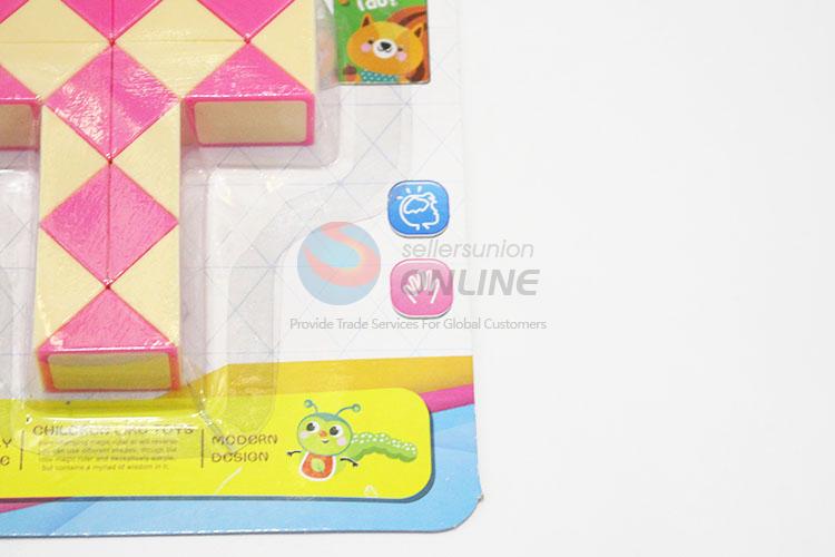 New And Hot Cute Pink and Yellow Color Educational Speed Cross Shapes Twist Cube Puzzle Toys