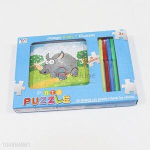 High Sales Rhinoceros Painting Puzzle for Kids