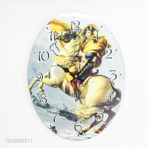 Golden Horse Pattern Glass Wall Clock for Living Room Decoration