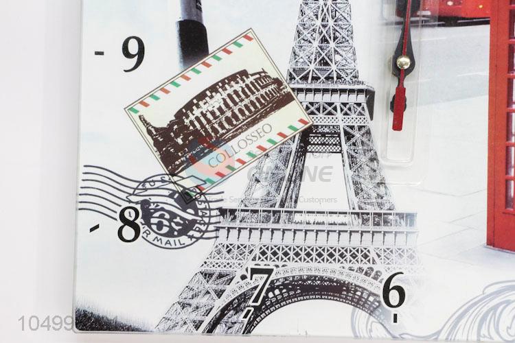 Creative Living Room Eiffel Tower Glass Wall Clock