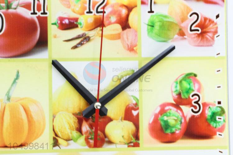 Creative Design Square Shaped Wall Clock With Fruit Decoration