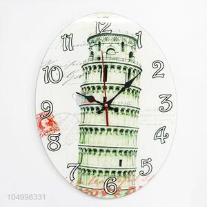 Summer Decoration Wholesale SuPPlies Oval Shaped Glass Wall Clock