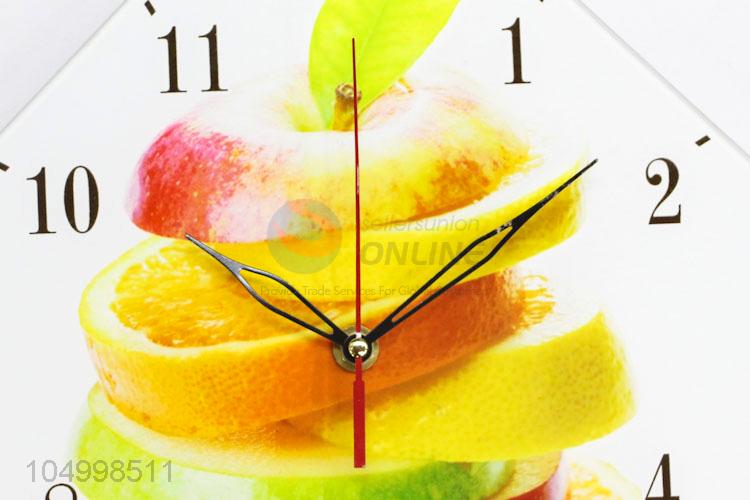 Simple Style Rhombus Shaped Glass Wall Clock Modern Design