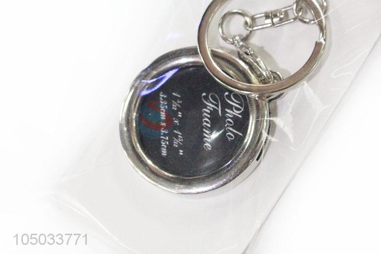 Wholesale Cheap Price Round Shaped Zinc Alloy Key Chain Key Ring with Photo Frame